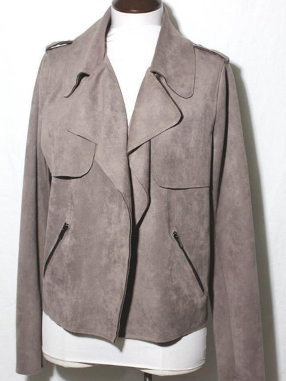 NEW Kut from the Kloth Jacket Open Front Zipper Pockets Mushroom Color Medium